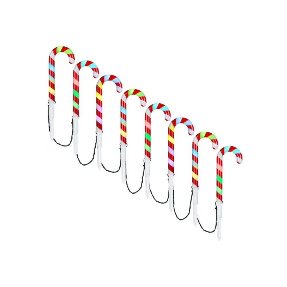 Gemmy Orchestra of Lights 8 Color Changing Candy Cane‎ Christmas Pathway Markers